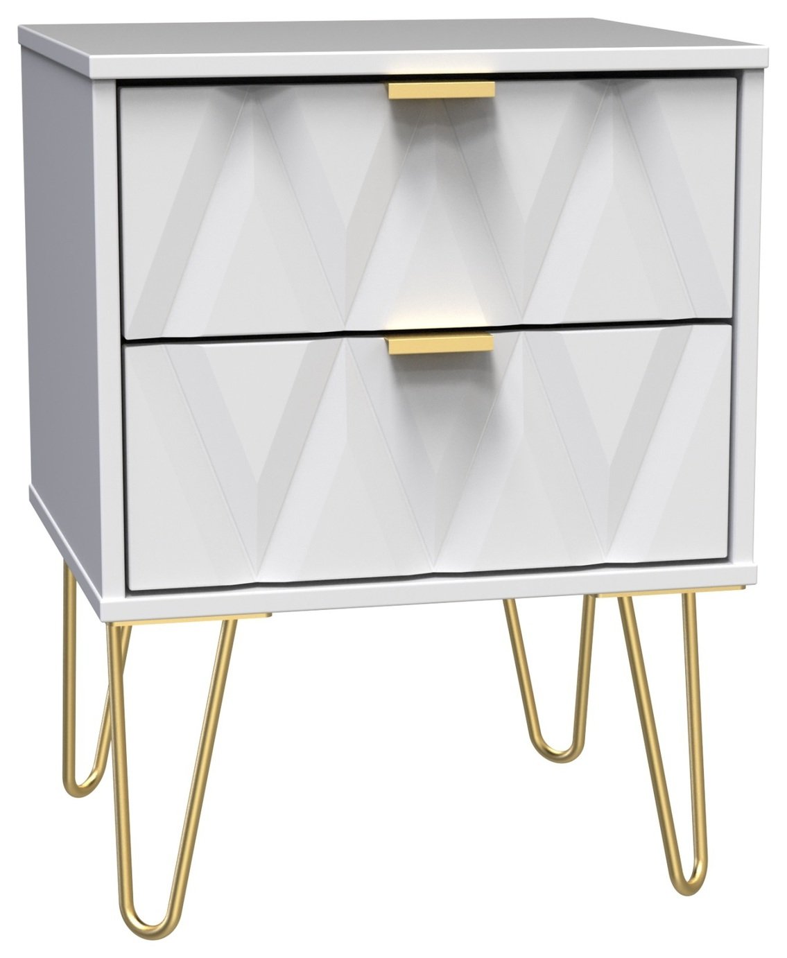 Shimmer 2 Drawer Bedside Table - White