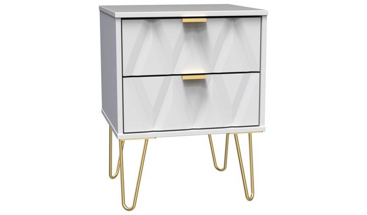 Shimmer 2 Drawer Bedside Table - White