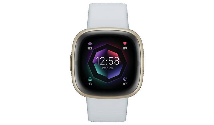  Fitbit Sense 2 Advanced Health and Fitness Smartwatch with  Tools to Manage Stress and Sleep, ECG App, SpO2, 24/7 Heart Rate and GPS,  Blue Mist/Pale Gold, One Size (S & L