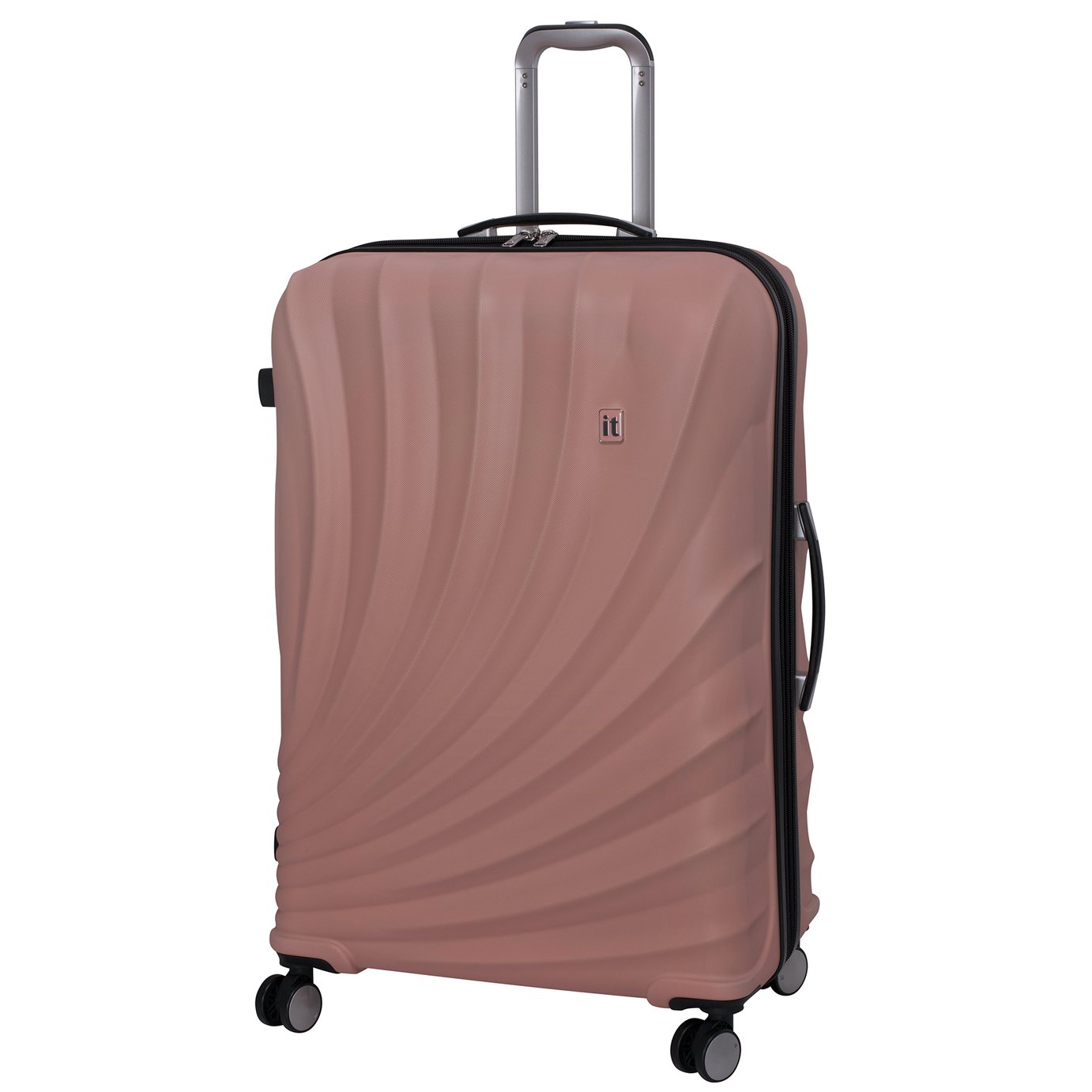 pink suitcases on wheels