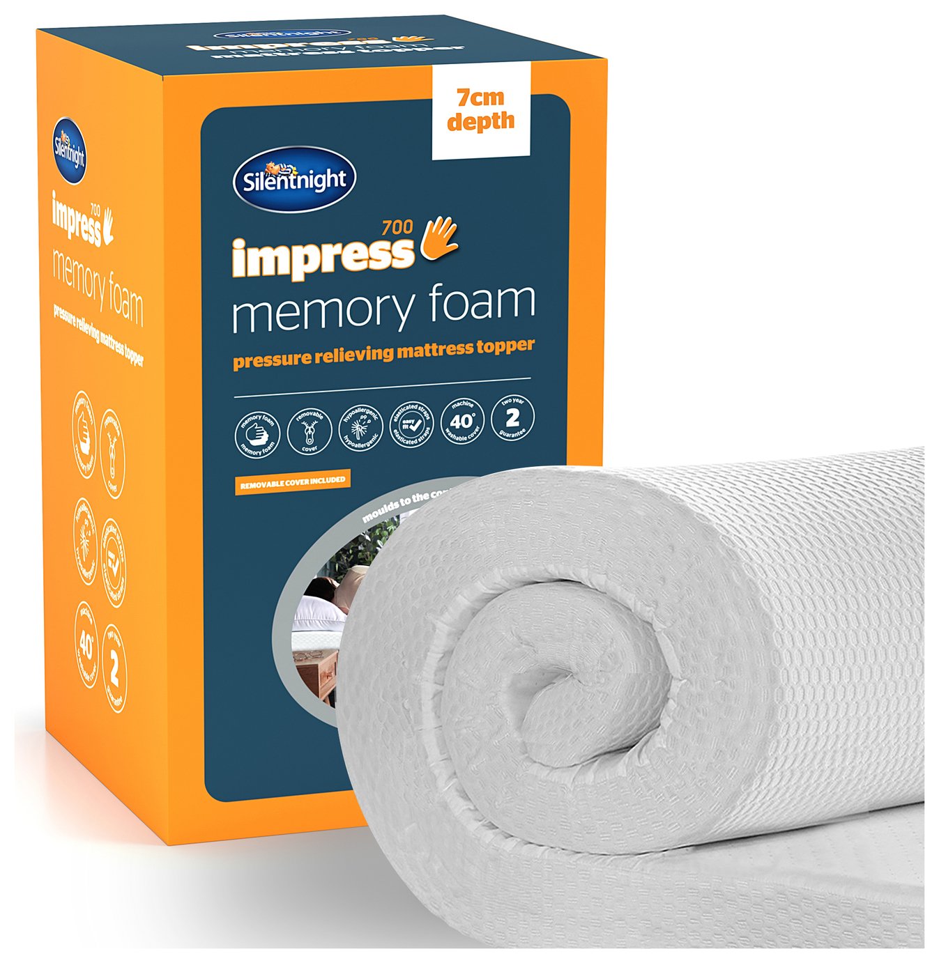 Silentnight Impress Memory Foam 7cm Mattress Topper - Double