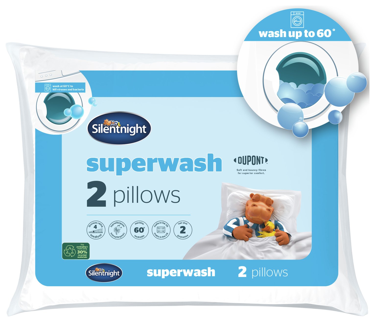 Silentnight Superwash Medium Firm Pillows - 2 Pack