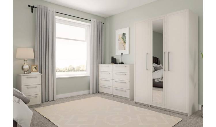 Hatfield 3 Door Mirror Wardrobe - White Gloss