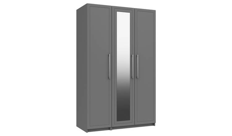 Hatfield 3 Door Mirror Wardrobe - Grey Gloss