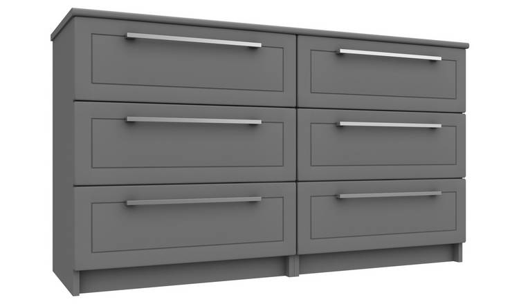 Dark grey gloss store chest of drawers