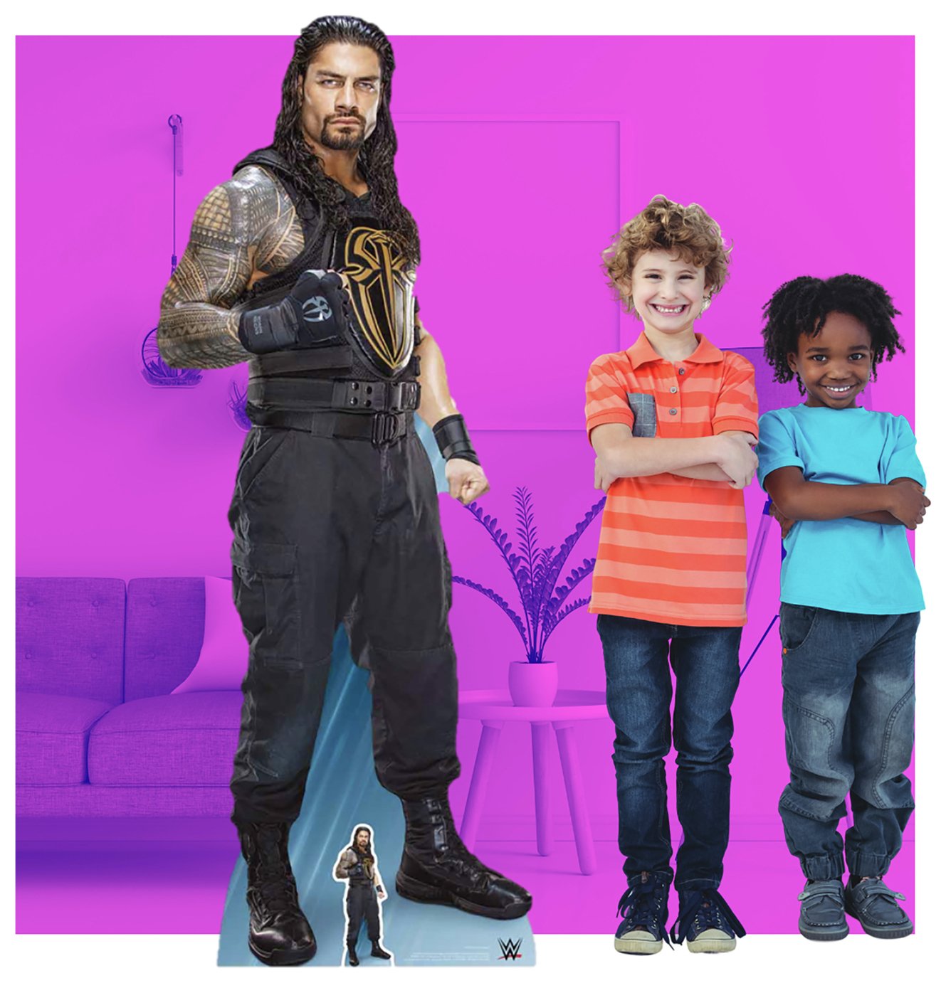 Ritaglio Cartone WWE Roman Reigns – Dimensioni Reali, Con Mini Replica Da Scrivania, Perfetto Per Feste E Collezionisti