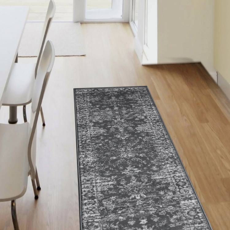 Homemaker Traditional Charcoal Short Pile Runner - 200x67cm  0