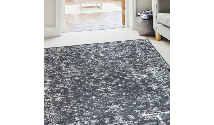 Homemaker Traditional Charcoal Short Pile Rug - 170x120cm