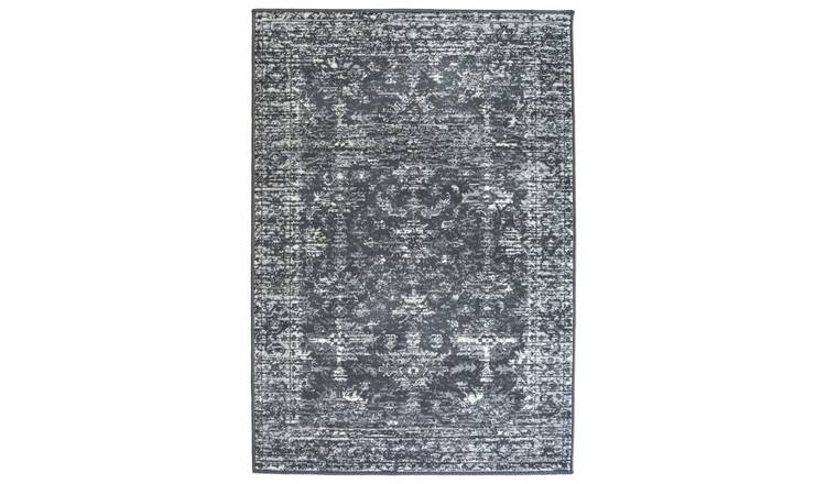 Homemaker Traditional Charcoal Short Pile Rug - 230x160cm