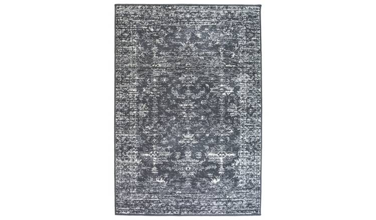 Homemaker Traditional Charcoal Short Pile Rug - 230x160cm