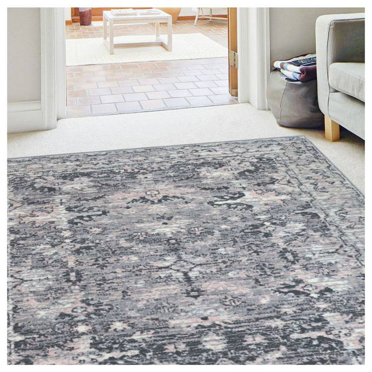 Homemaker Traditional Grey Blush Short Pile Rug - 150x80cm 0