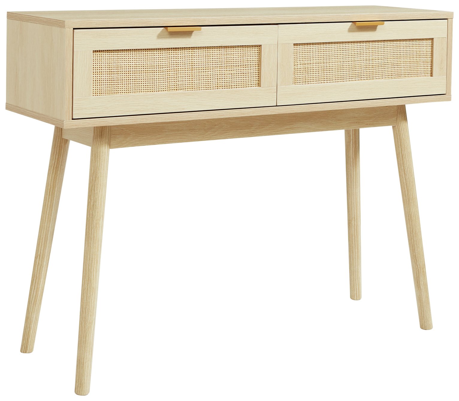 Lloyd Pascal Light Rattan 2 Drawer Console Table -Light Wood