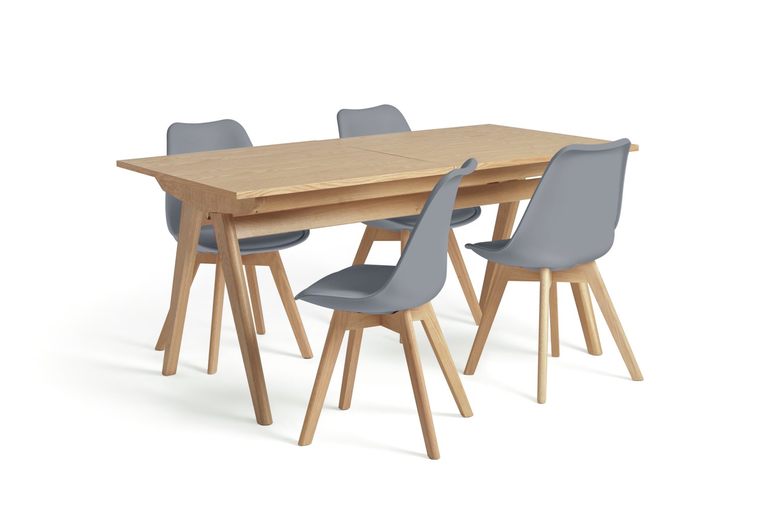 Habitat Jerry Extending Dining Table & 4 Grey Chairs