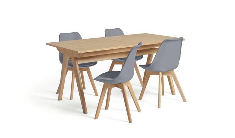 Habitat Jerry Wood Effect Dining Table & 4 Grey Chairs