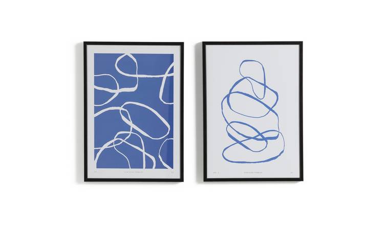 Habitat Blue Abstract Framed Wall Art - Twin Set - A4