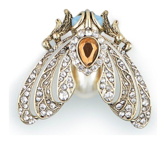 Bill Skinner 18ct Gold Plated Brass Moth Pear Brooch