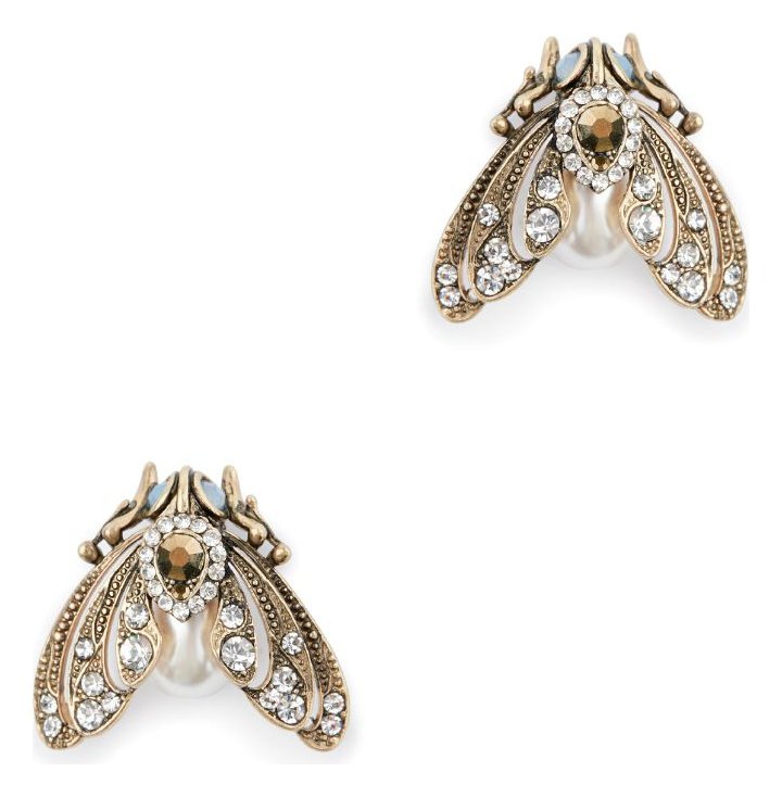 Bill Skinner 18ct Gold Plated Moth Pearl Stud Earrings