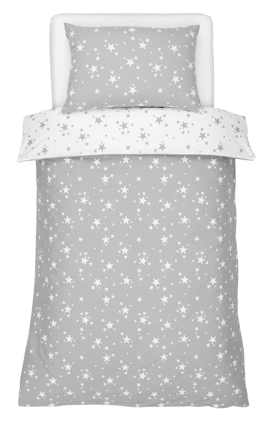 Argos Home Grey Brushed Cotton Star Bedding Set - Single