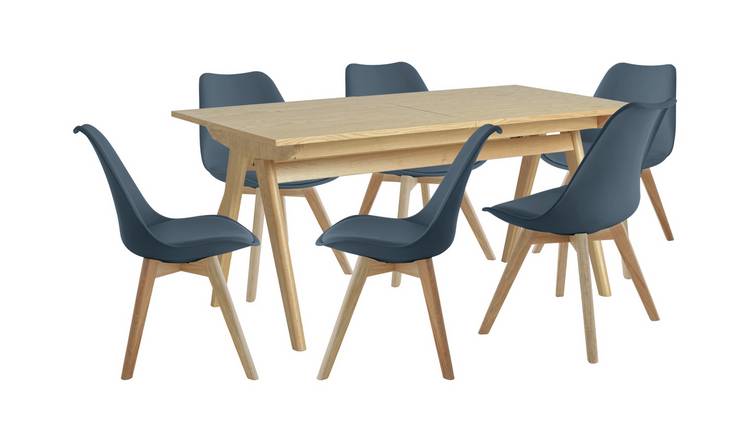 Dining table with on sale navy blue chairs