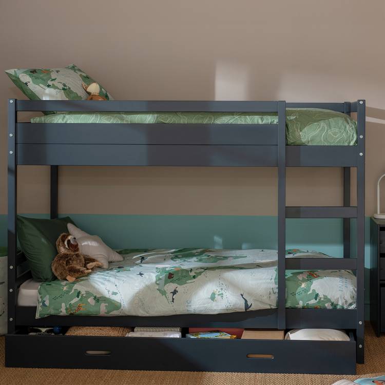 Habitat Rico Bunk Bed Frame With Drawer & 2 Mattres-Ink Blue 0