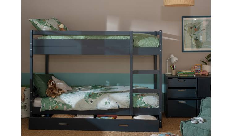 Habitat Rico Bunk Bed Frame With Drawer & 2 Mattress- Blue
