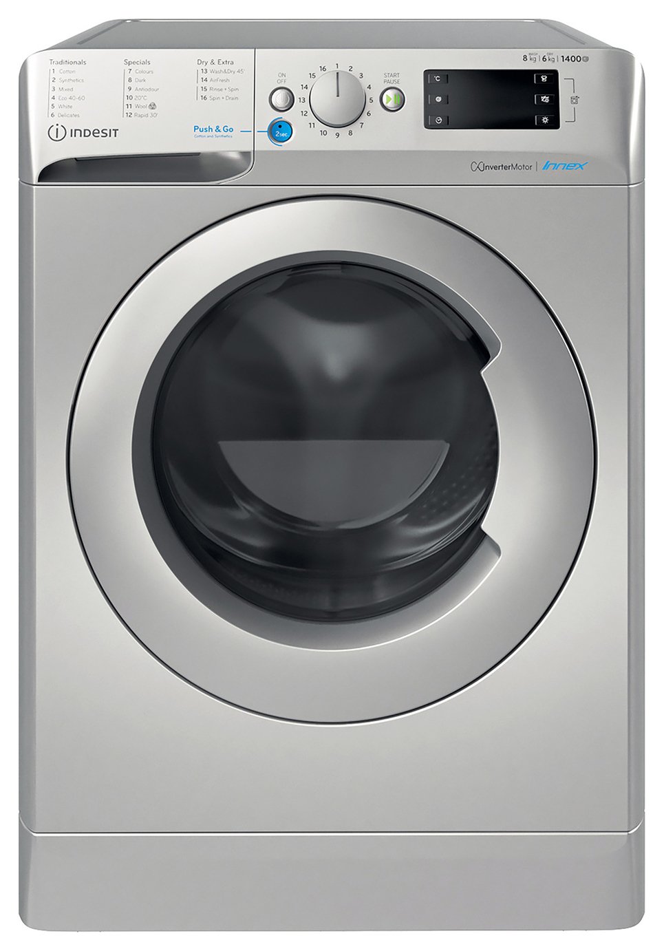 Indesit BDE86436XSUKN 8/6KG 1400 Spin Washer Dryer - Silver