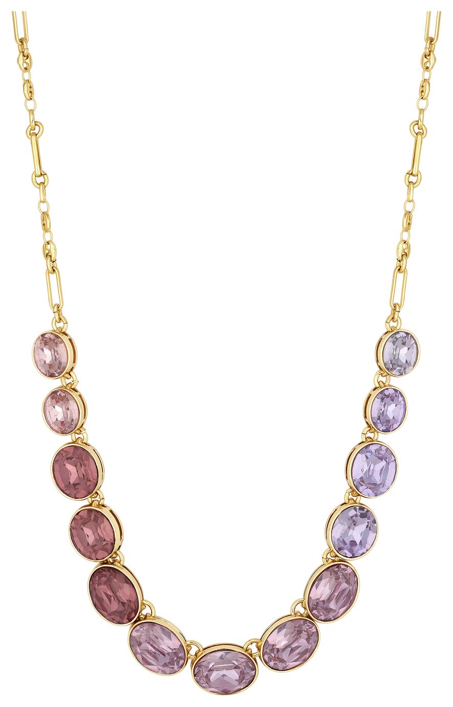 Lipsy Gold Coloured Purple Oval Stone Set Necklace