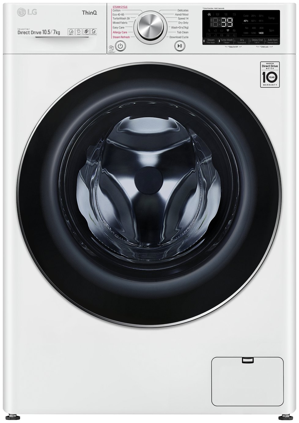 LG FWV917WTSE 10.5KG/7KG 1400 Spin Washer Dryer - White