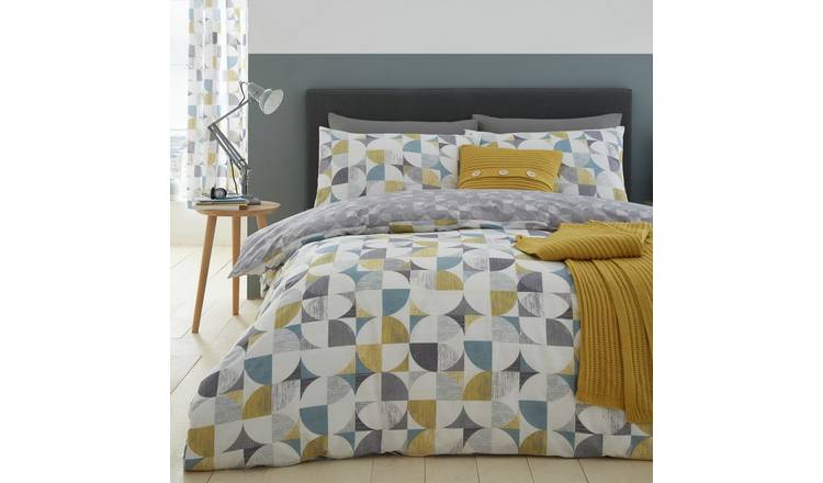 Buy Catherine Lansfield Ochre Retro Circles Bedding Set Argos