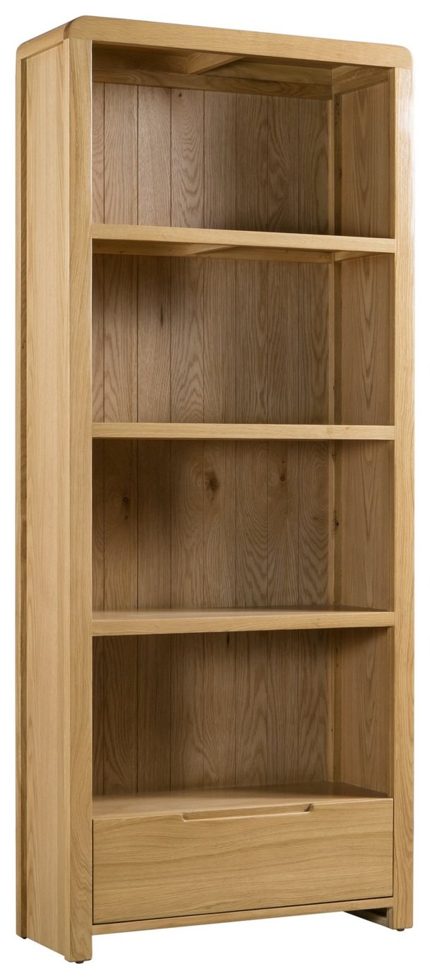 Julian Bowen Curve Tall Solid Wood Bookcase - Oak