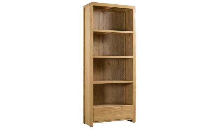 Julian Bowen Curve Tall Solid Wood Bookcase - Oak