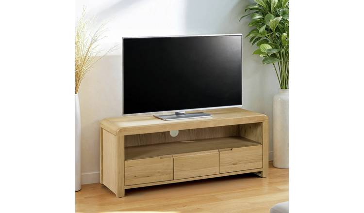 Julian Bowen Curve 3 Drawer TV Unit - Oak