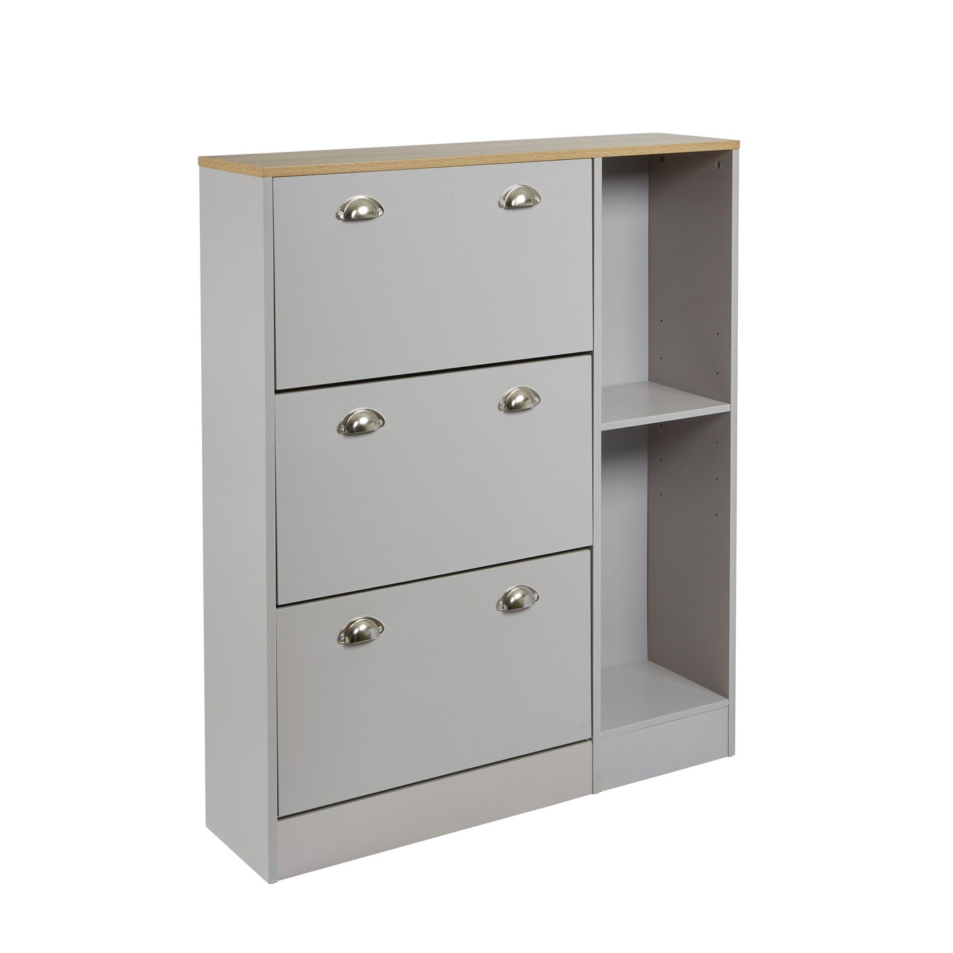 Lloyd Pascal Linwood Shoe Cabinet - Grey & Oak