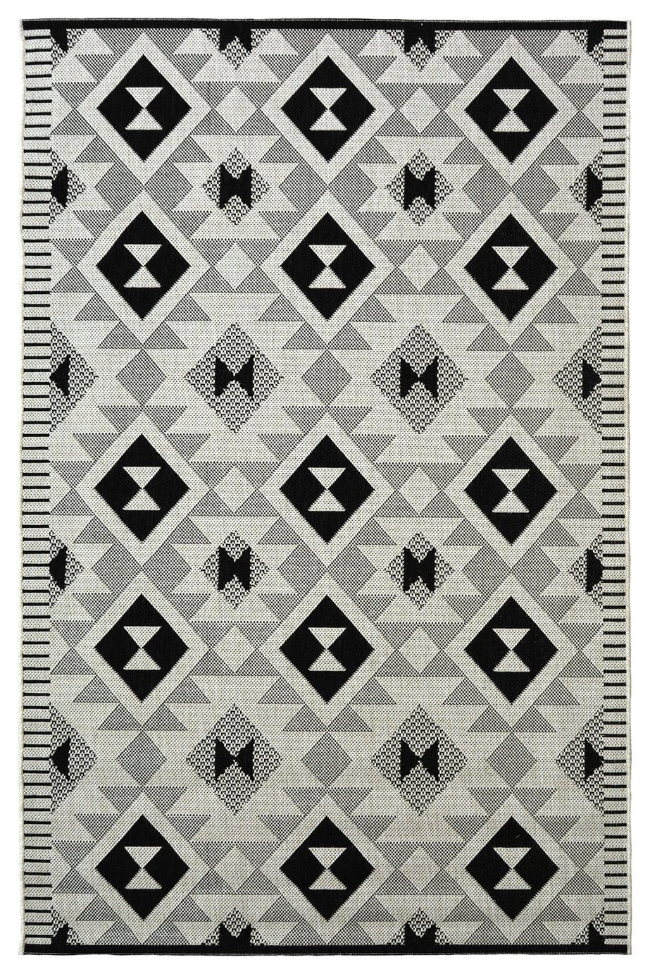 Homemaker Indoor Outdoor Geo Mono Rug - 120x170cm - Black