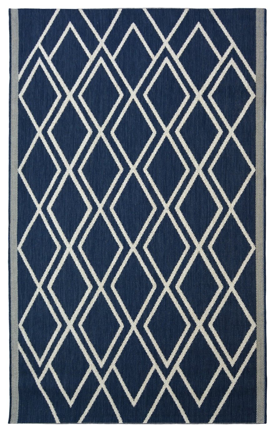 Homemaker Indoor Outdoor Diamond Rug -80x150cm - Navy