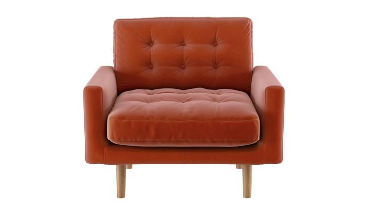Habitat Fenner Velvet Accent Chair - Orange