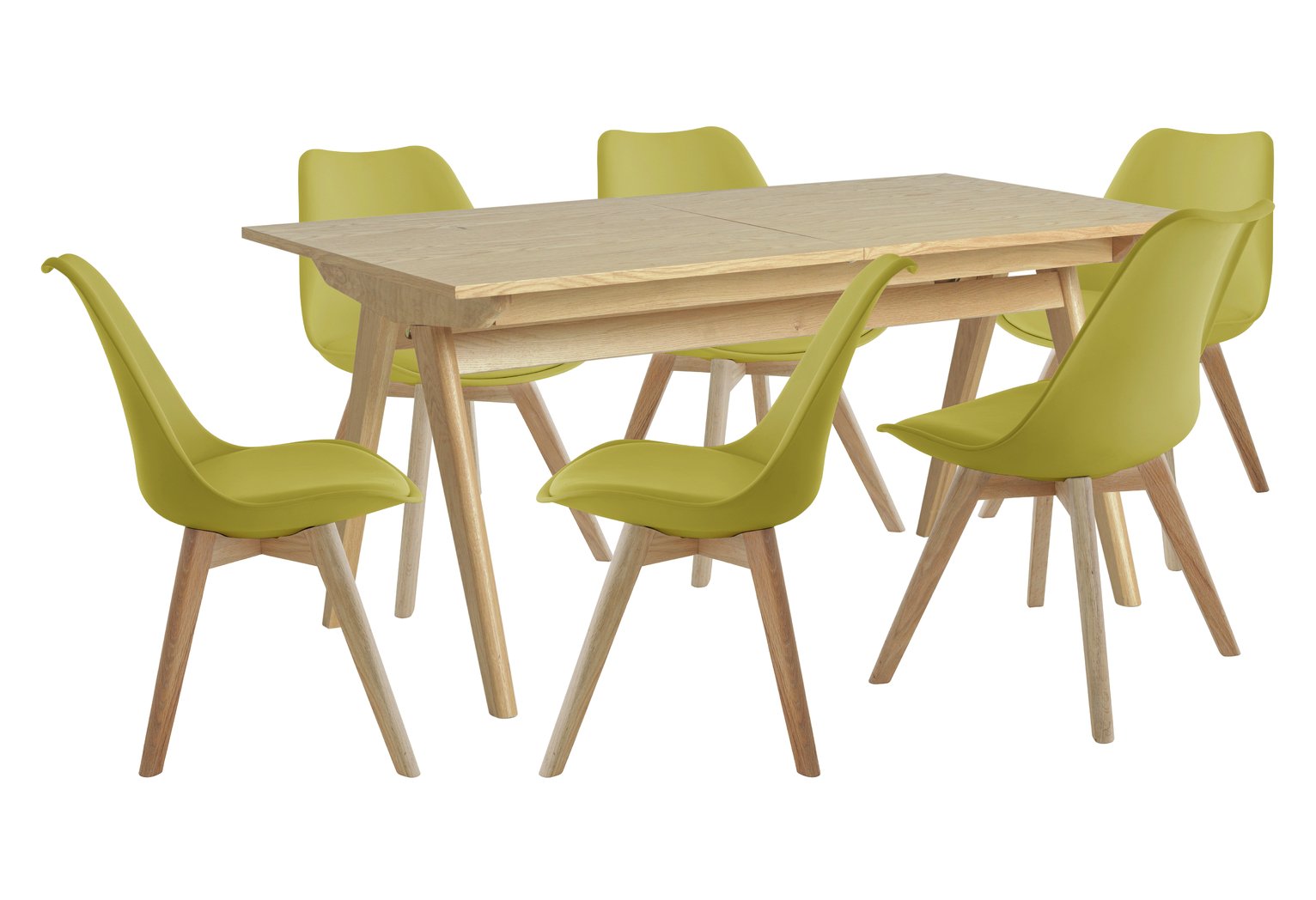 Habitat Jerry Wood Effect Dining Table & 6 Mustard Chairs