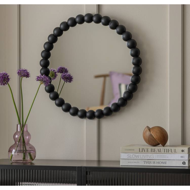 Habitat Black Beaded Round Wall Mirror - 50x50cm 0