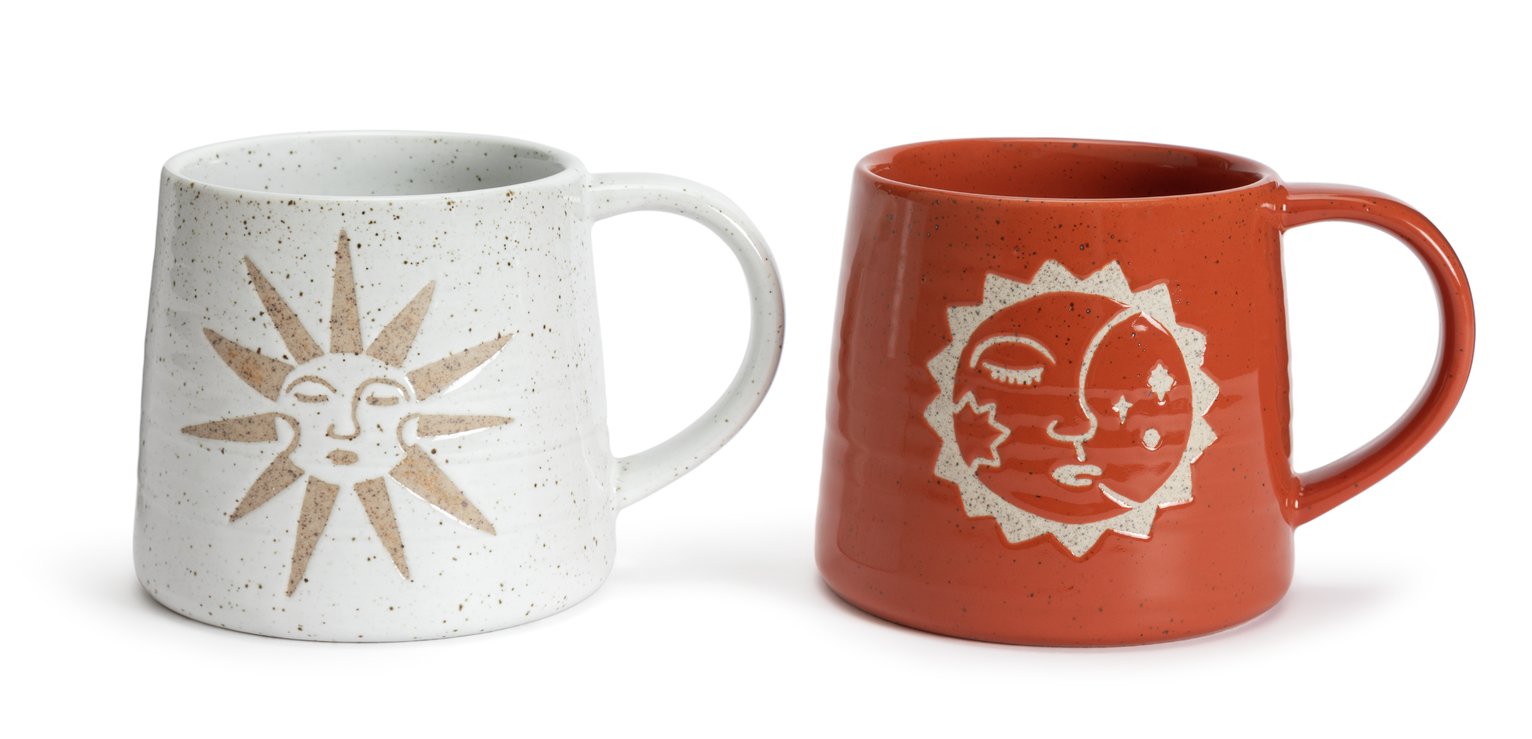 Habitat Sun & Moon Wax Resist Set of 2 Mugs