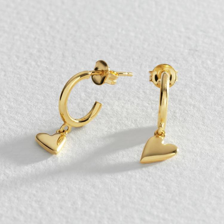 Revere 9ct Gold Plated Sterling Silver Heart Earrings 0