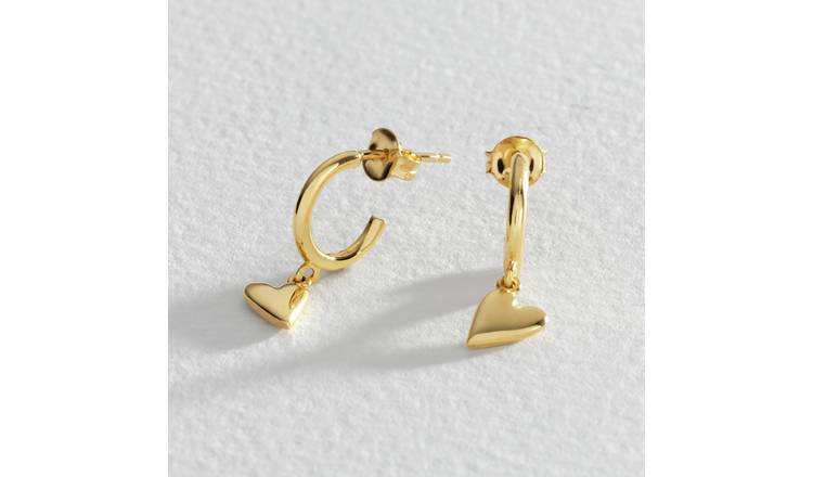 Revere 9ct Gold Plated Sterling Silver Heart Earrings