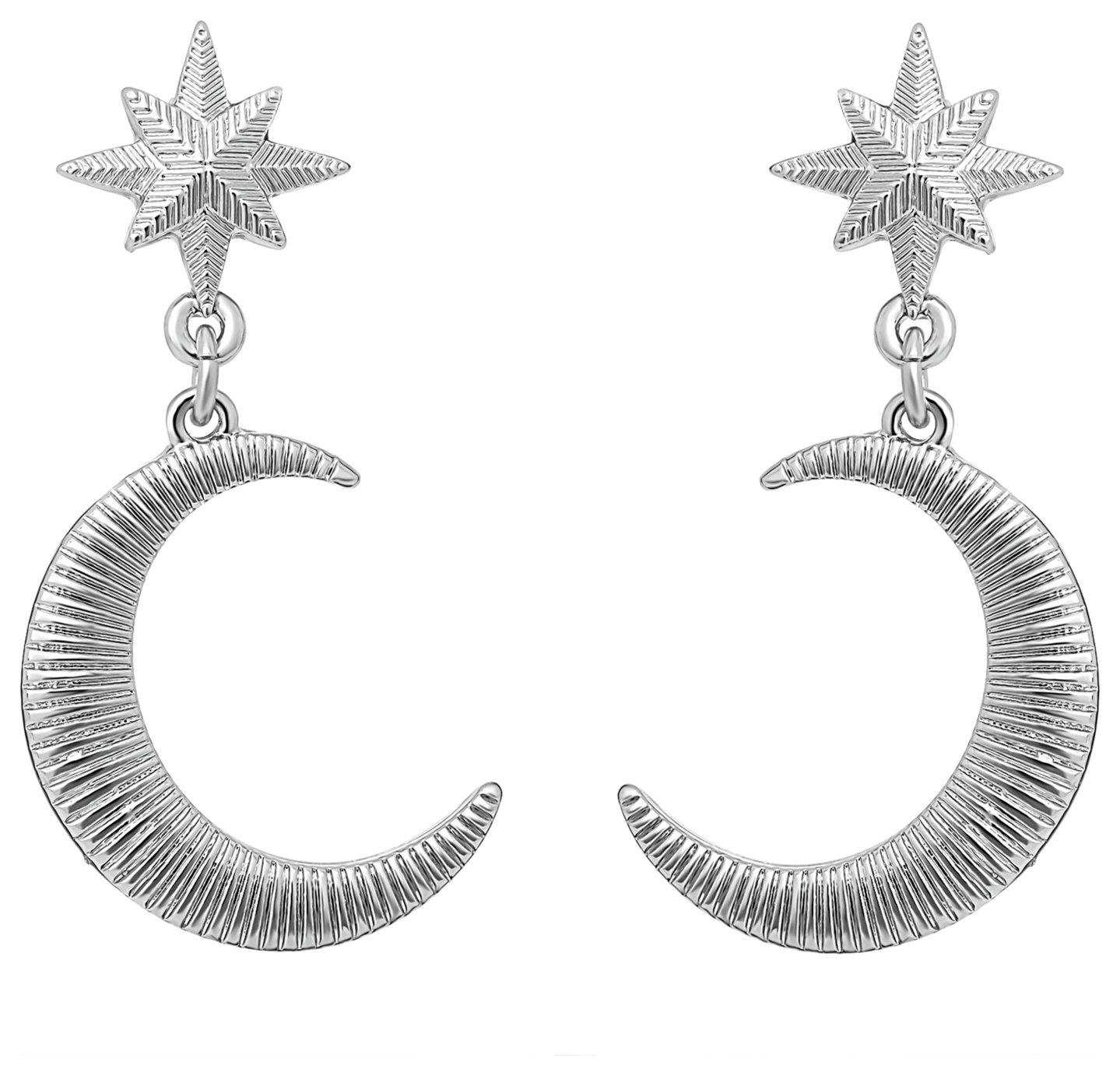 Lipsy Silver Coloured Satin Celestial Drop Earrings