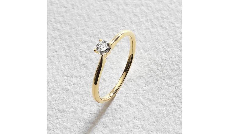 Pure Brilliance 9ct Yellow Gold 0.25ct Lab Diamond Ring - M