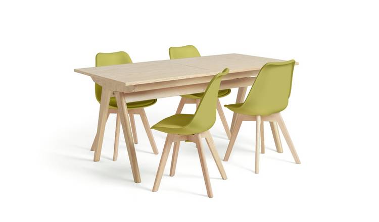 Habitat Jerry Extending Dining Table & 4 Mustard Chairs