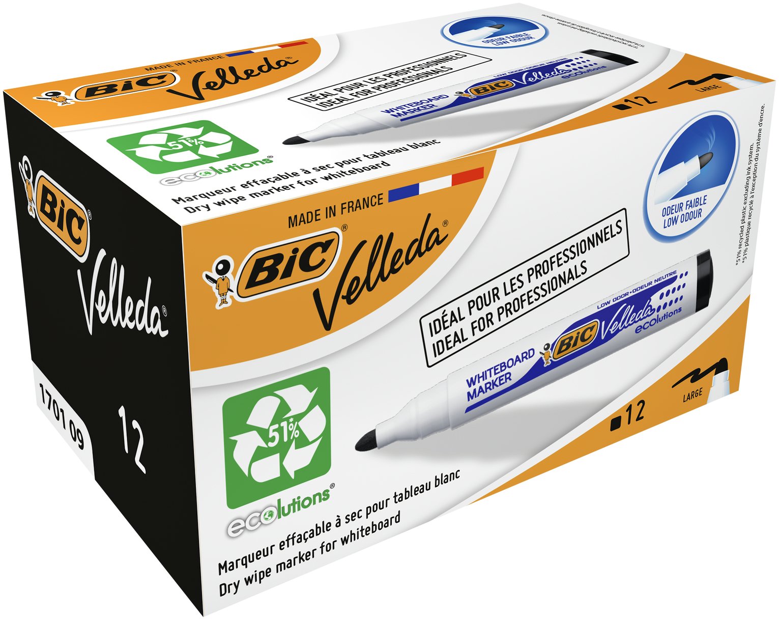 BIC Velleda Dry Wipe Marker Pens - Pack of 12