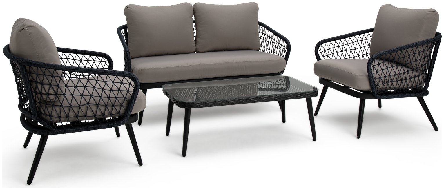 Argos Home 4 Seater Rattan Effect Garden Sofa Set - Grey
