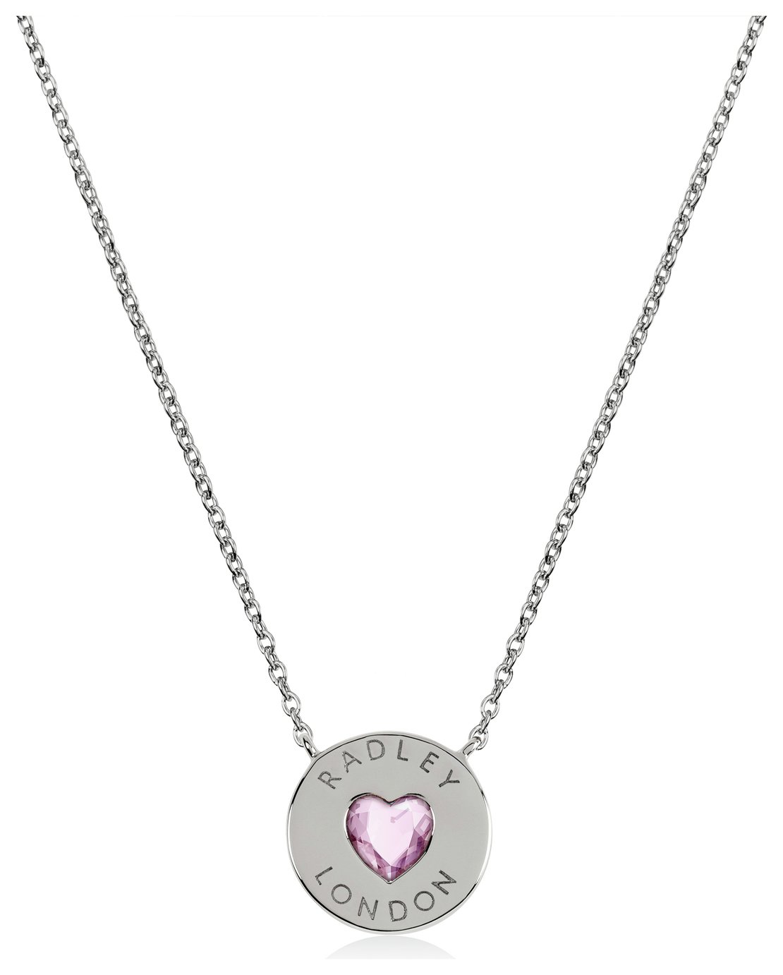 Radley Sterling Silver Pink Glass Heart Stone Necklace