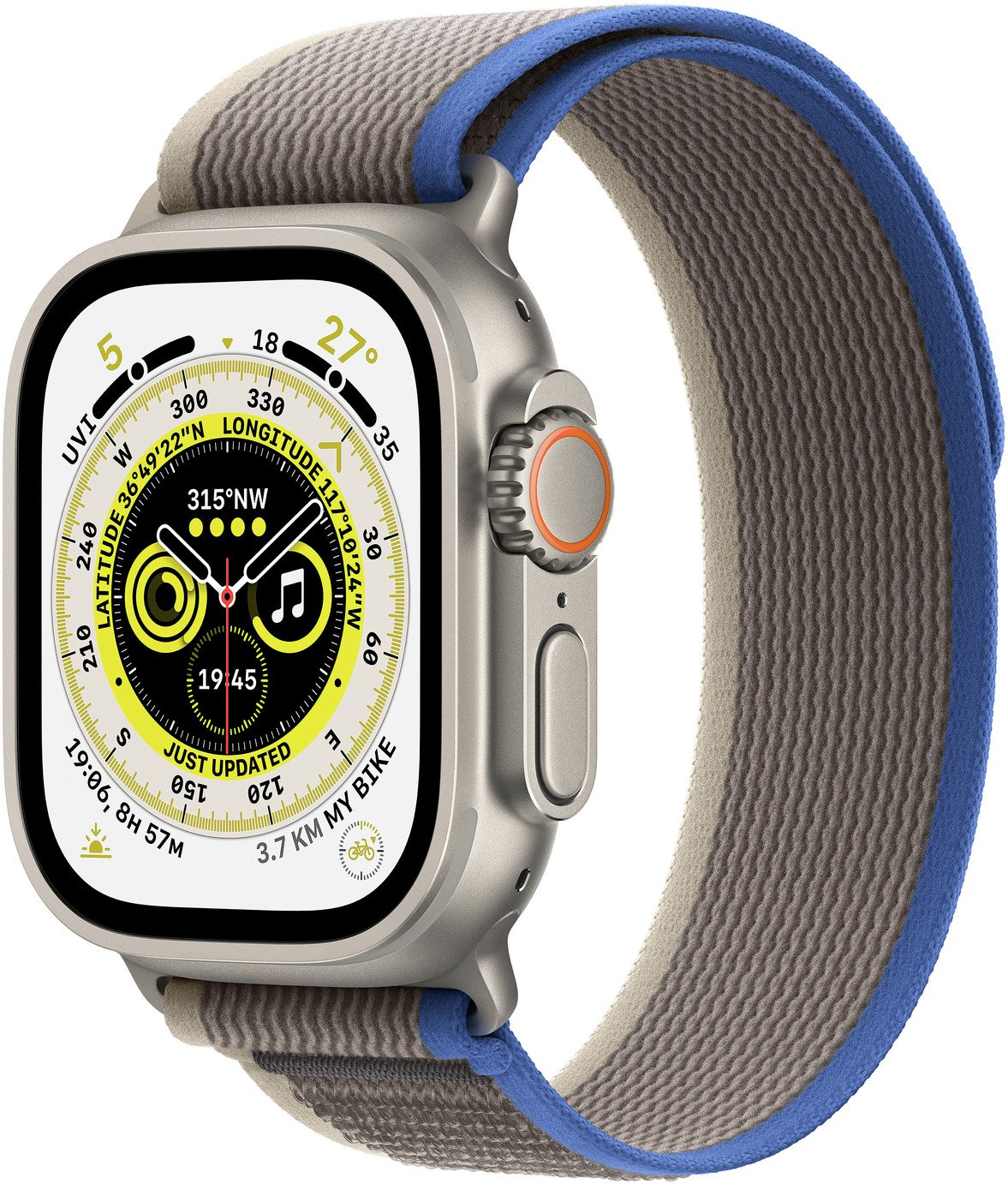 Apple Watch Ultra GPS Cell 49mm Titanium Case Blue/Grey-S/M