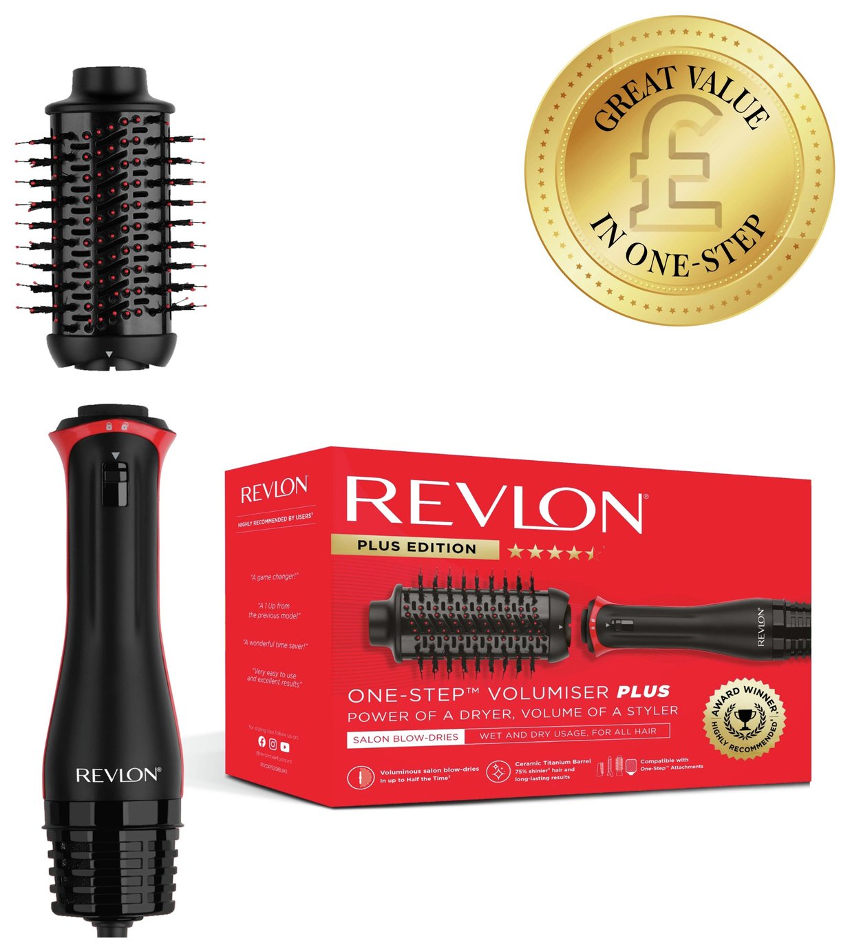 Revlon One-Step Volumiser Plus Detachable head