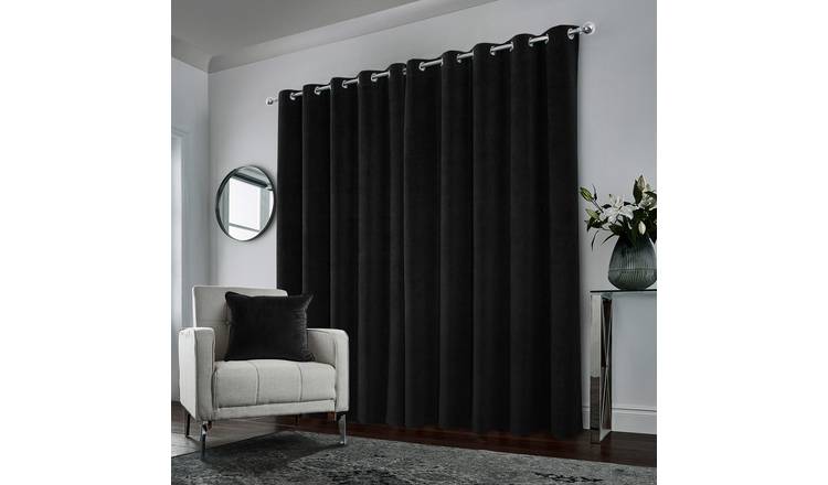 Enhanced Living Belgravia Velvet Blackout Thermal Curtains - 117 x 137cm - Black